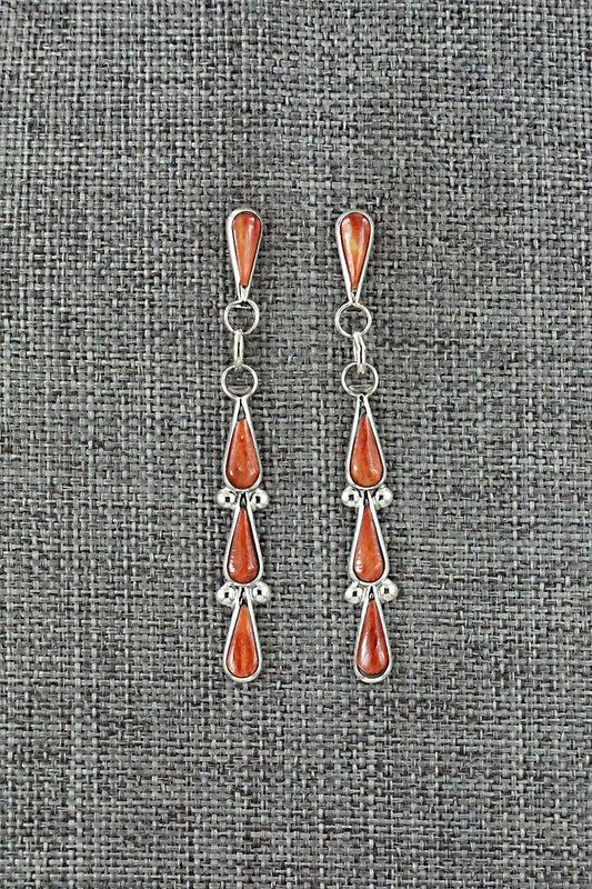 Spiny Oyster & Sterling Silver Earrings - Angela Gasper