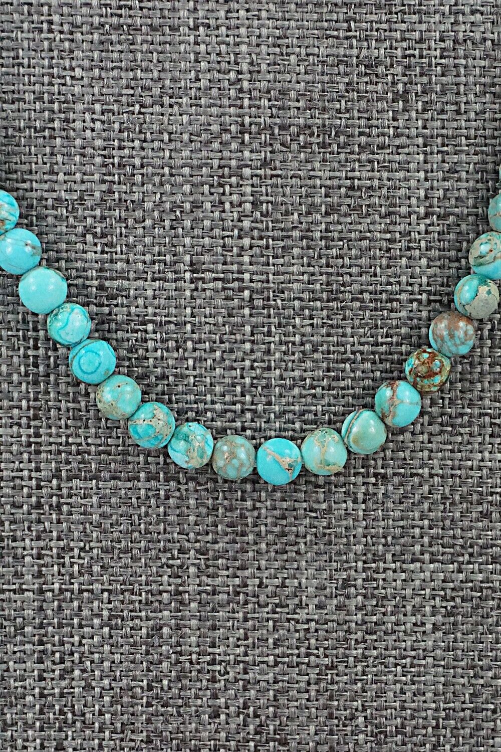 Turquoise, Shell & Sterling Silver Necklace 18" - Ramona Calavaza