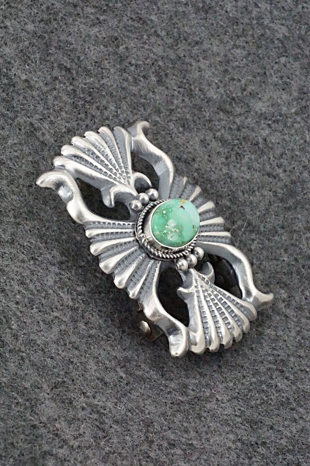 Turquoise & Sterling Silver Belt Buckle - Harrison Bitsue