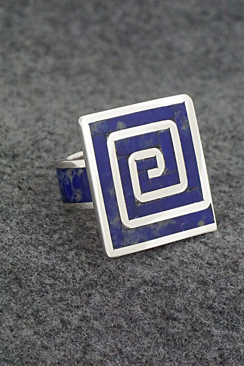 Lapis & Sterling Silver Inlay Ring - Elliot Coonsis - Size 9