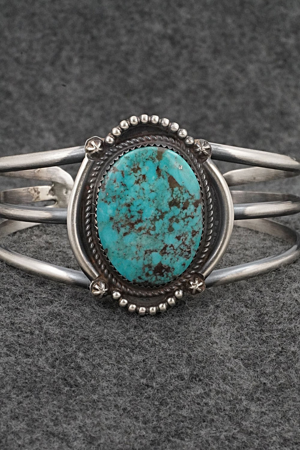 Turquoise & Sterling Silver Bracelet - Leslie Nez