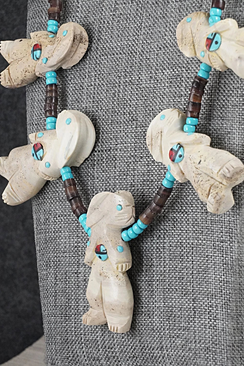 Multi-Stone Rabbit Fetish & Sterling Silver Necklace Set - Dannette Laate