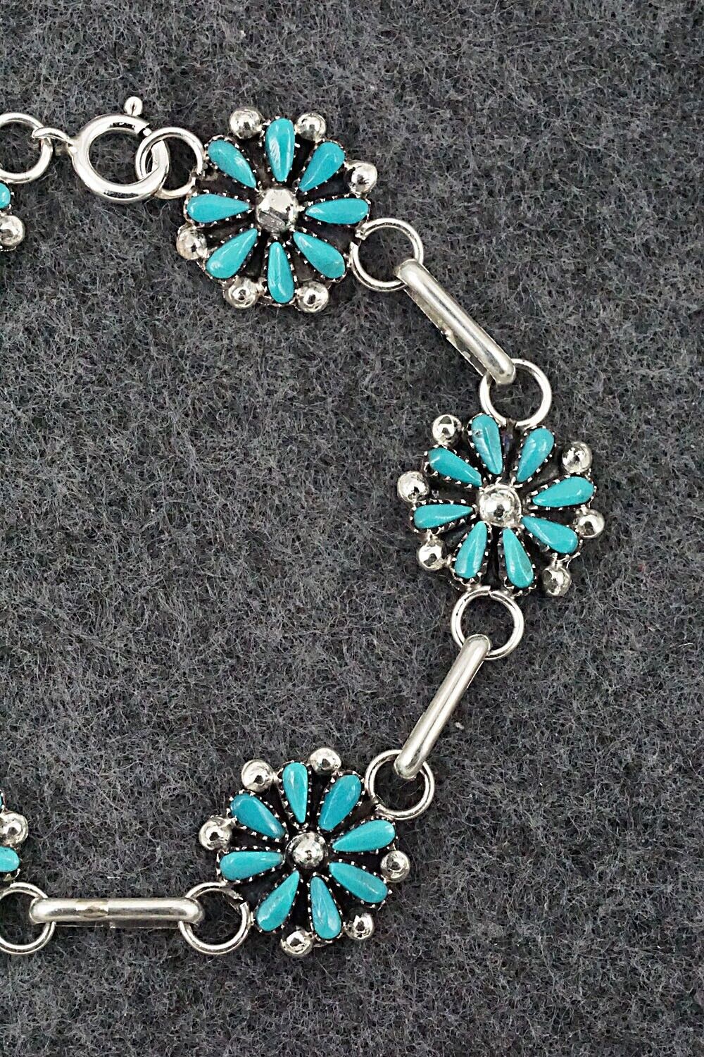 Turquoise & Sterling Silver Link Bracelet - David Leekity