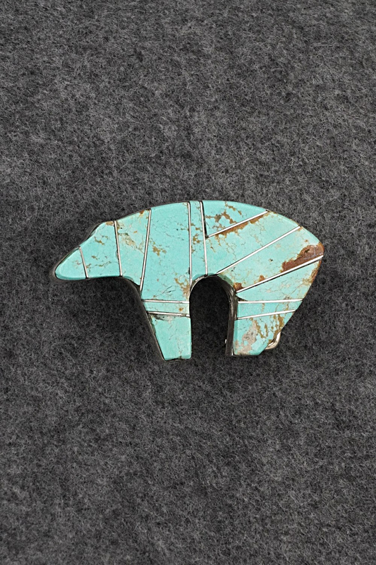 Turquoise Inlay & Sterling Silver Belt Buckle - Steve Francisco