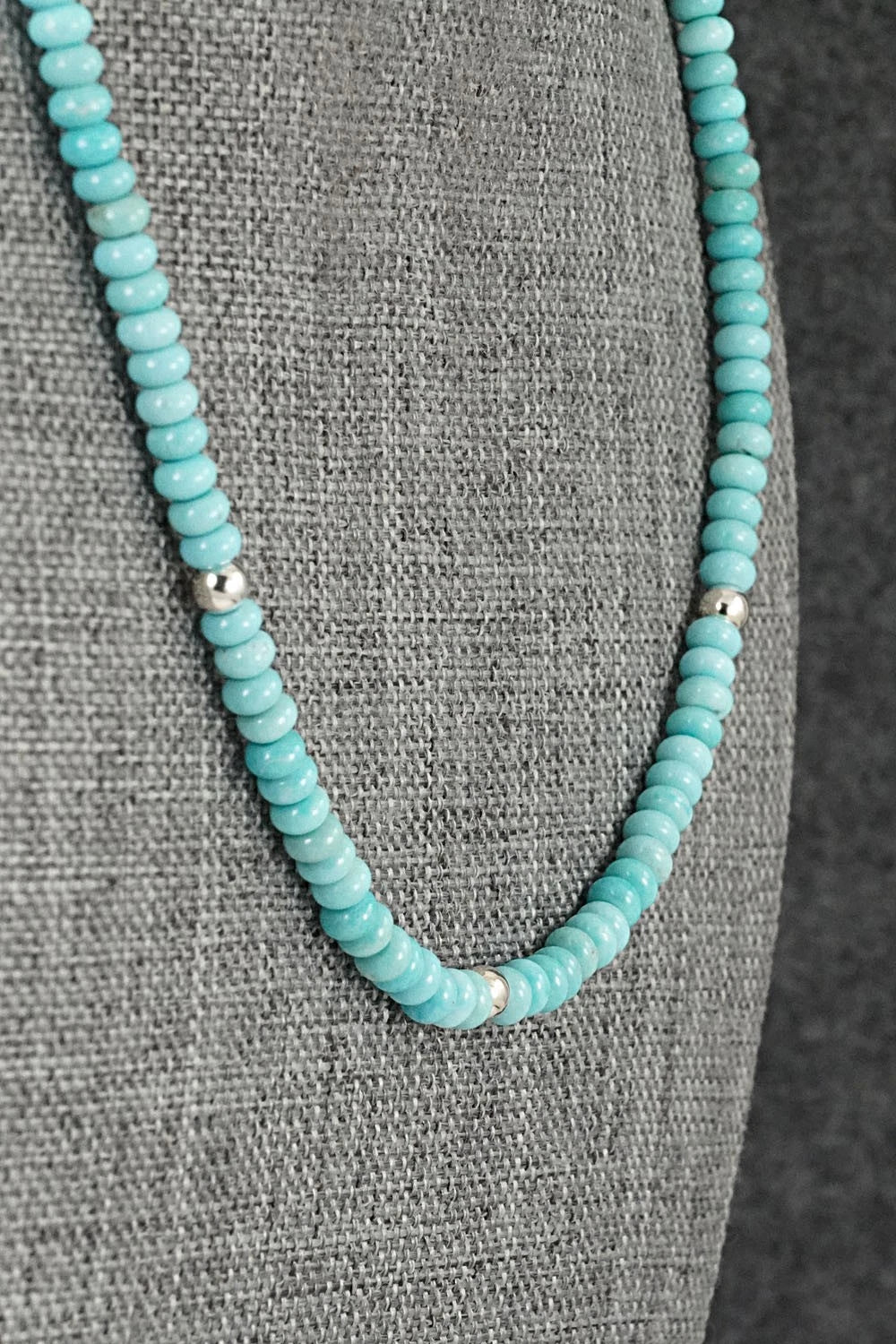 Turquoise & Sterling Silver Necklace 17" - Doreen Jake