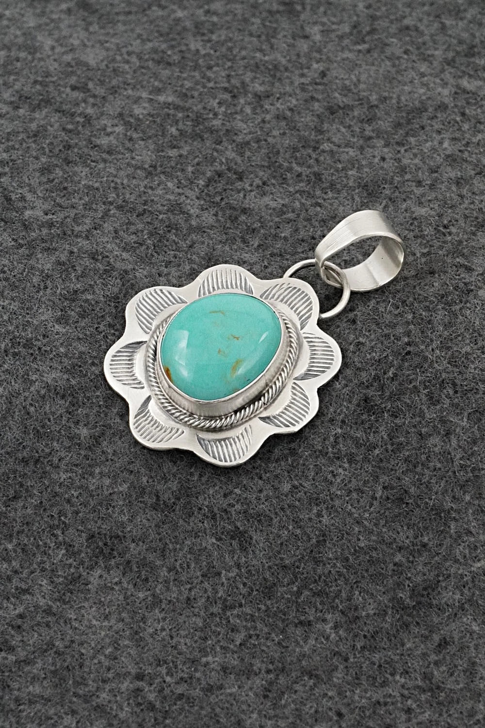 Turquoise & Sterling Silver Pendant - Cordell Platero
