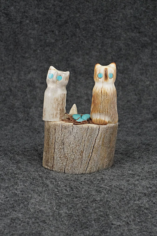 Owls Zuni Fetish Carving - Marvelita Phillips