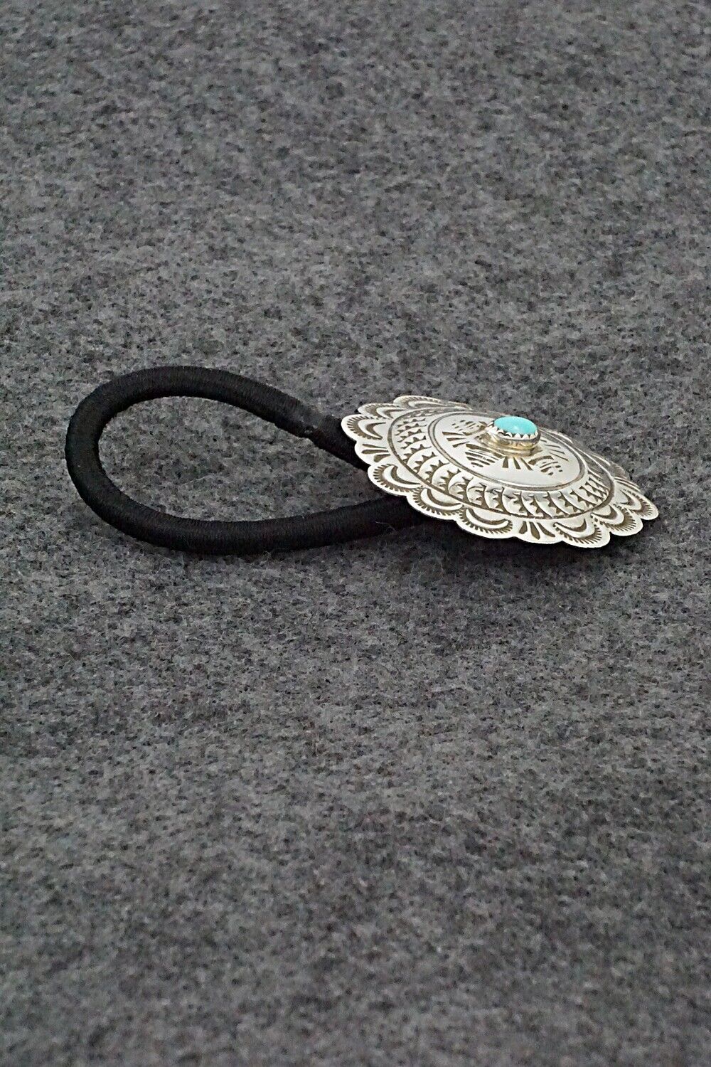 Turquoise & Sterling Silver Hair Tie - Bertha Begay