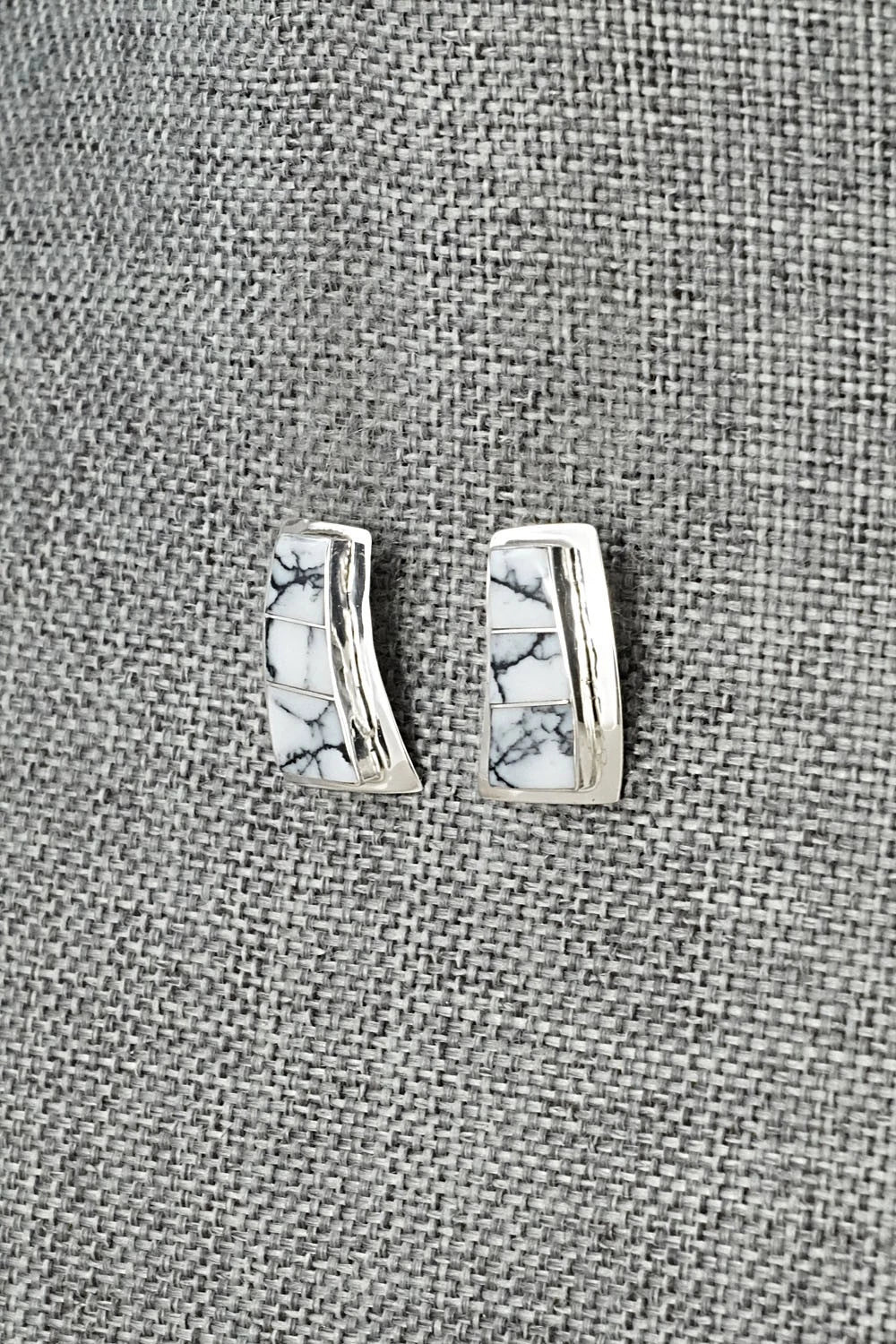 White Buffalo & Sterling Silver Earrings - Nathaniel Johnson
