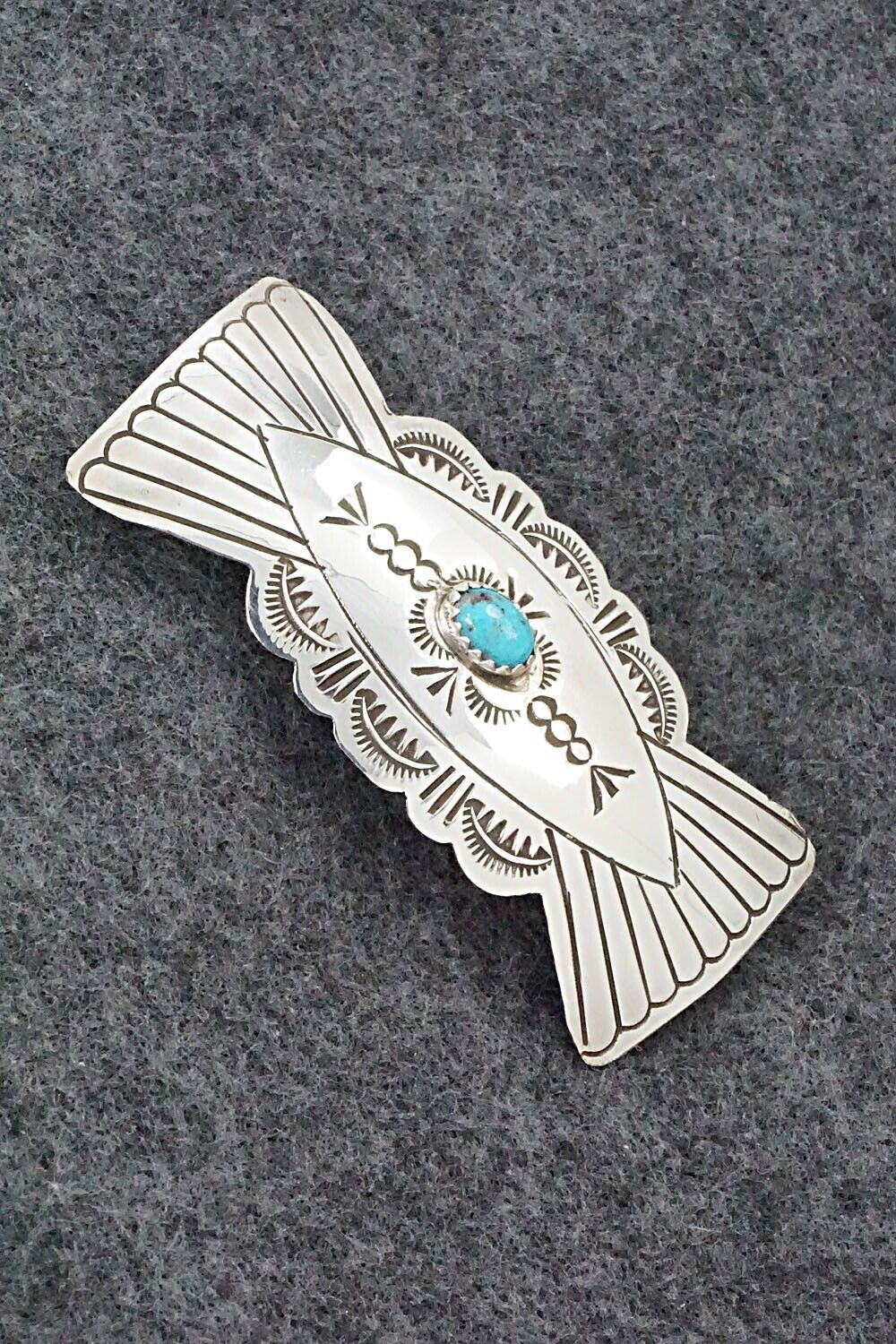 Turquoise & Sterling Silver Hair Barrette - Arlene Soce