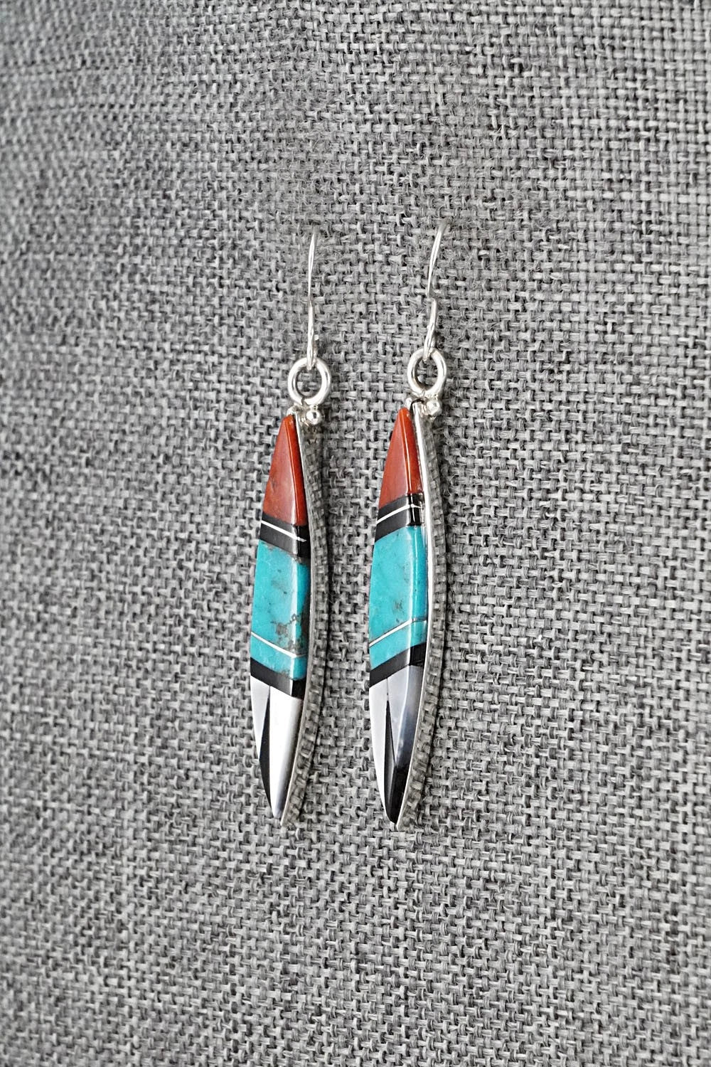 Multi-Stone Inlay & Sterling Silver Earrings - Cleo Kallestewa