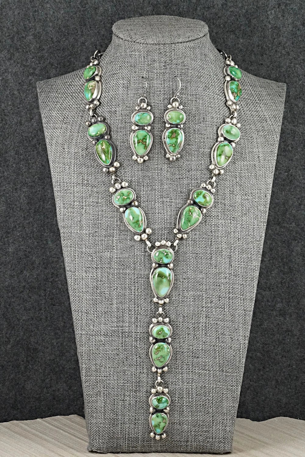 Turquoise & Sterling Silver Necklace and Earrings Set - Kathleen Livingston