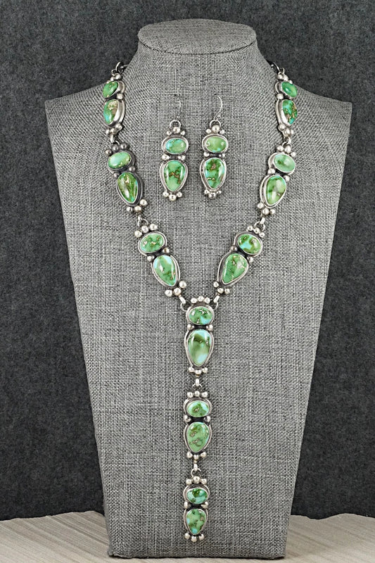Turquoise & Sterling Silver Necklace and Earrings Set - Kathleen Livingston