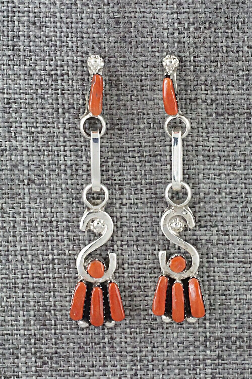 Coral & Sterling Silver Earrings - Carlene Hattie