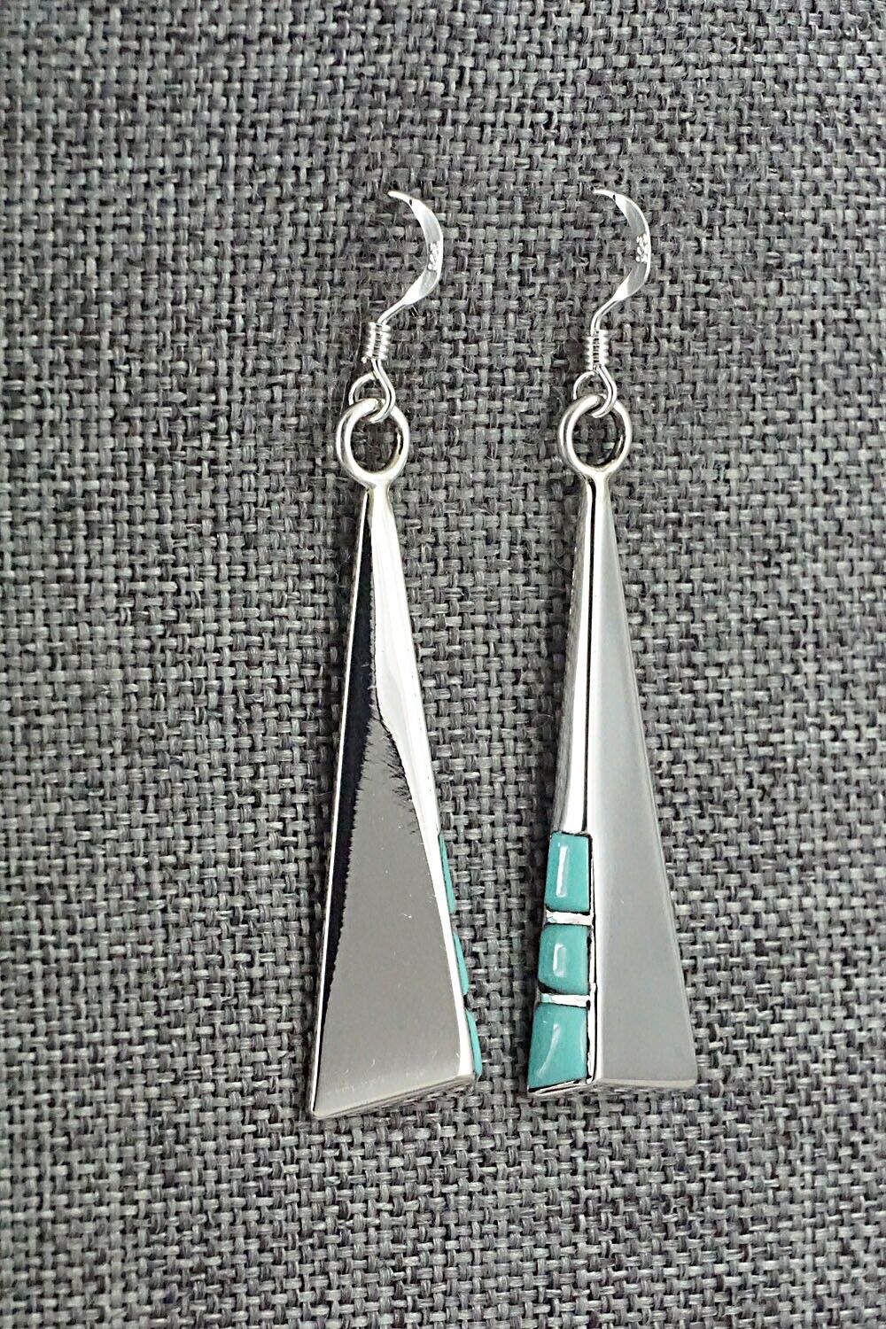 Turquoise & Sterling Silver Earrings - Leonard Jim