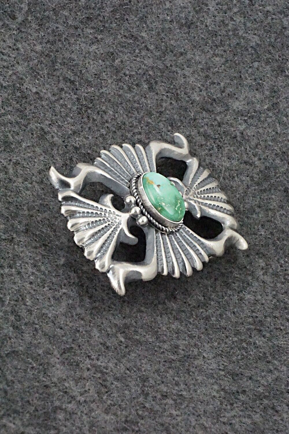 Turquoise & Sterling Silver Belt Buckle - Harrison Bitsue