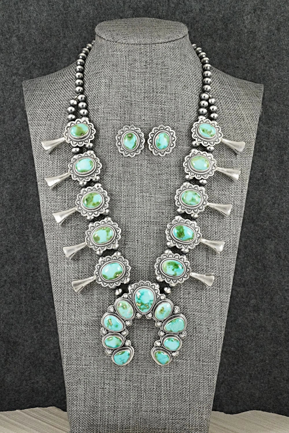 Turquoise & Sterling Silver Squash Blossom Set - Randy Boyd