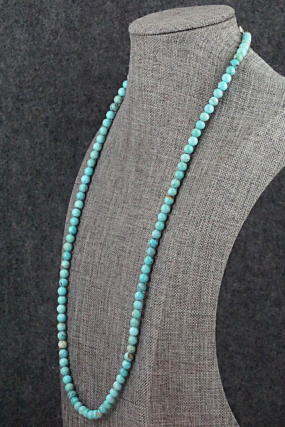 Turquoise & Sterling Silver Necklace 24" - Doreen Jake