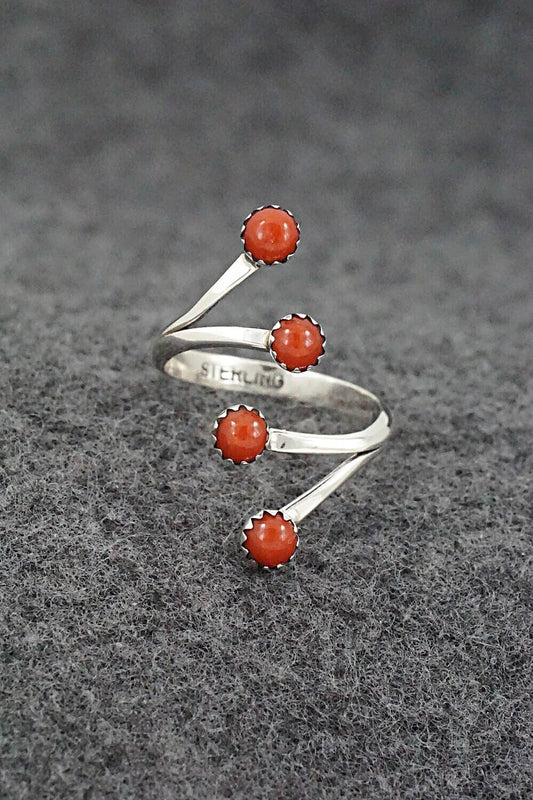 Coral & Sterling Silver Ring - Harris Largo - Size 8