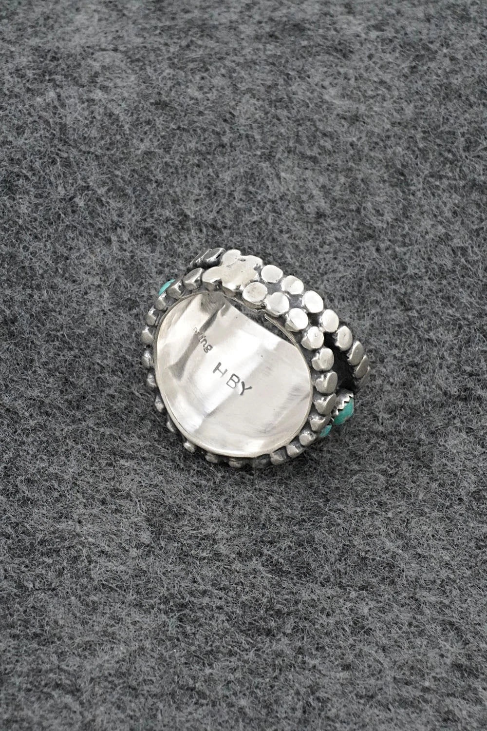 Turquoise & Sterling Silver Ring - Harry B. Yazzie - Size 8.5