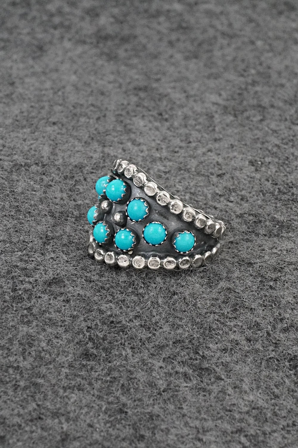 Turquoise & Sterling Silver Ring - Kenny Lonjose - Size 7.5