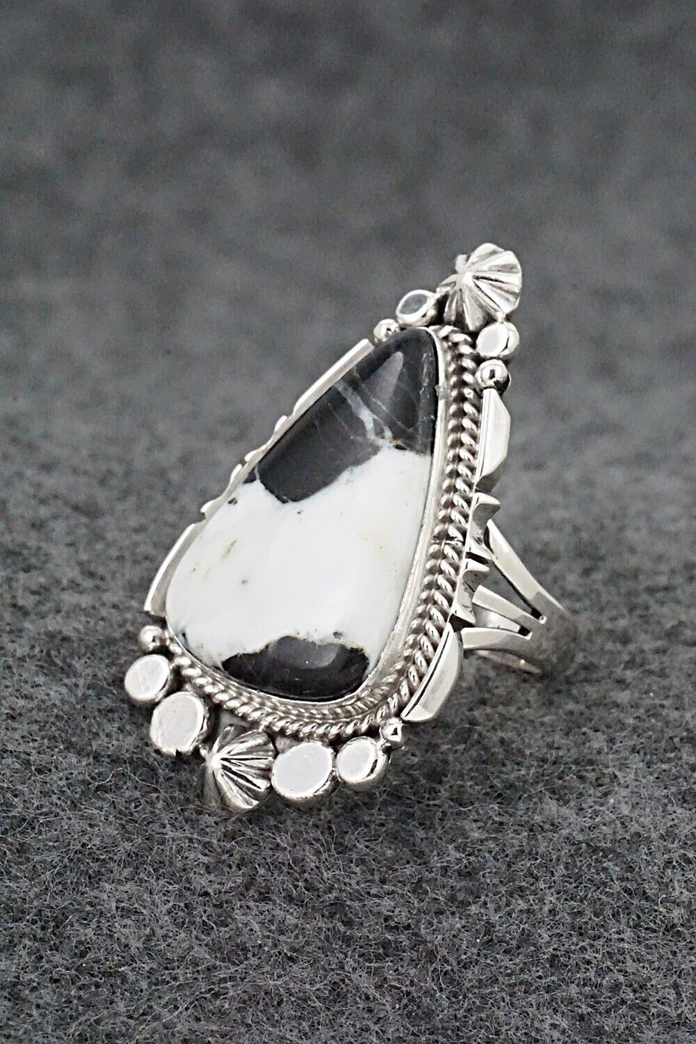 White Buffalo & Sterling Silver Ring - Daniel Benally - Size 6