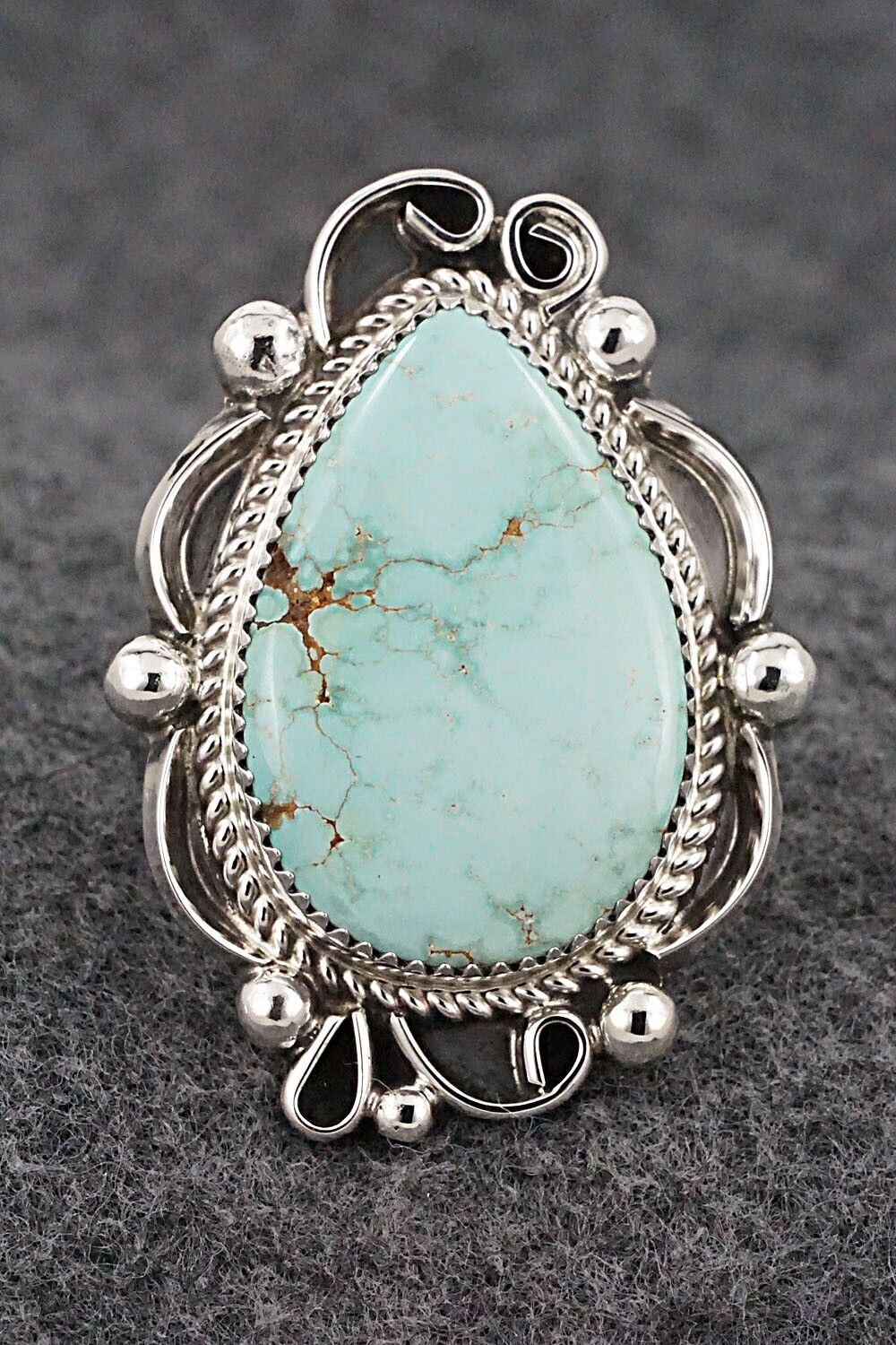 Turquoise & Sterling Silver Ring - Leslie Nez - Size 9