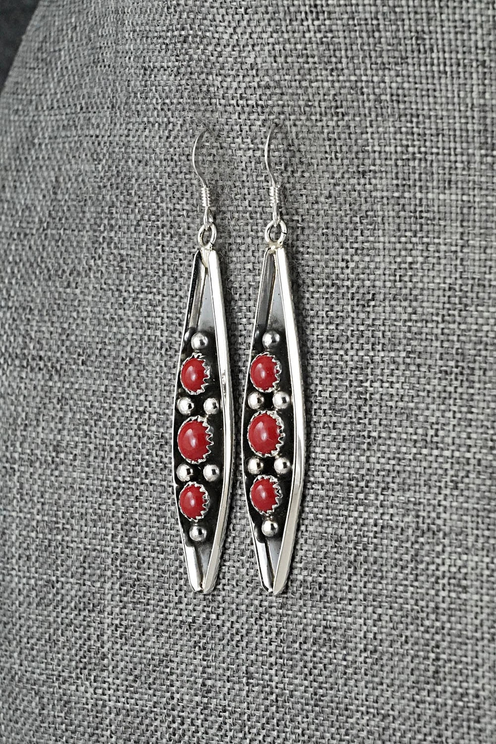 Coral & Sterling Silver Earrings - Paul Largo