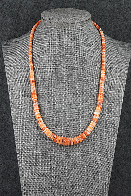 Spiny Oyster & Sterling Silver Necklace 18" - Doreen Jake
