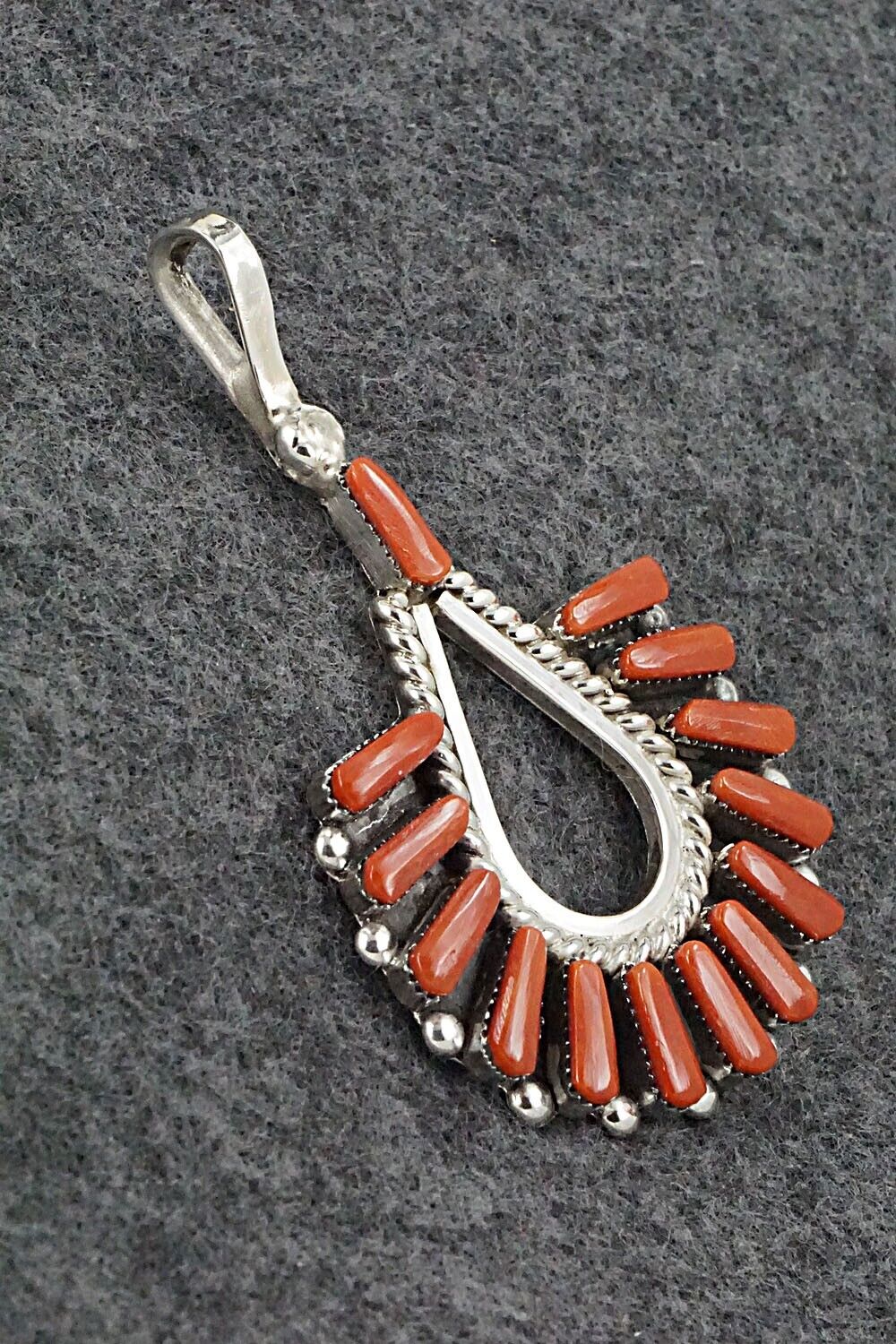 Coral and Sterling Silver Pendant - Carlene Hattie