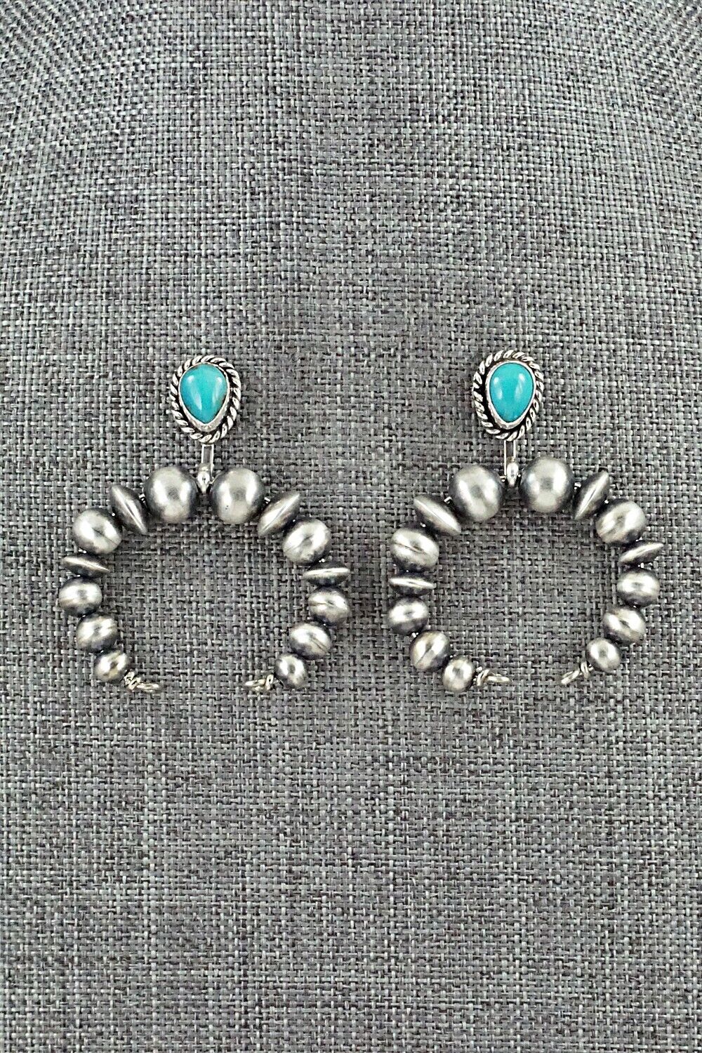 Turquoise & Sterling Silver Navajo Pearl Earrings - Amanda Larry