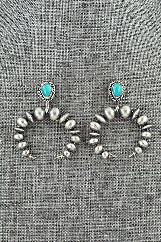 Turquoise & Sterling Silver Navajo Pearl Earrings - Amanda Larry