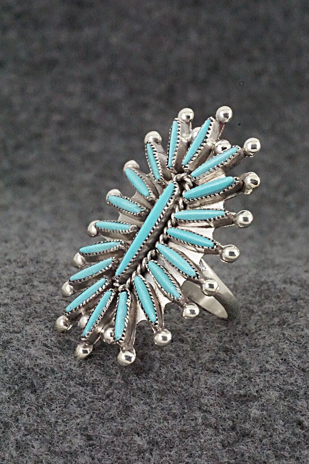 Turquoise & Sterling Silver Ring - Lance & Cordelia Waatsa - Size 7.75