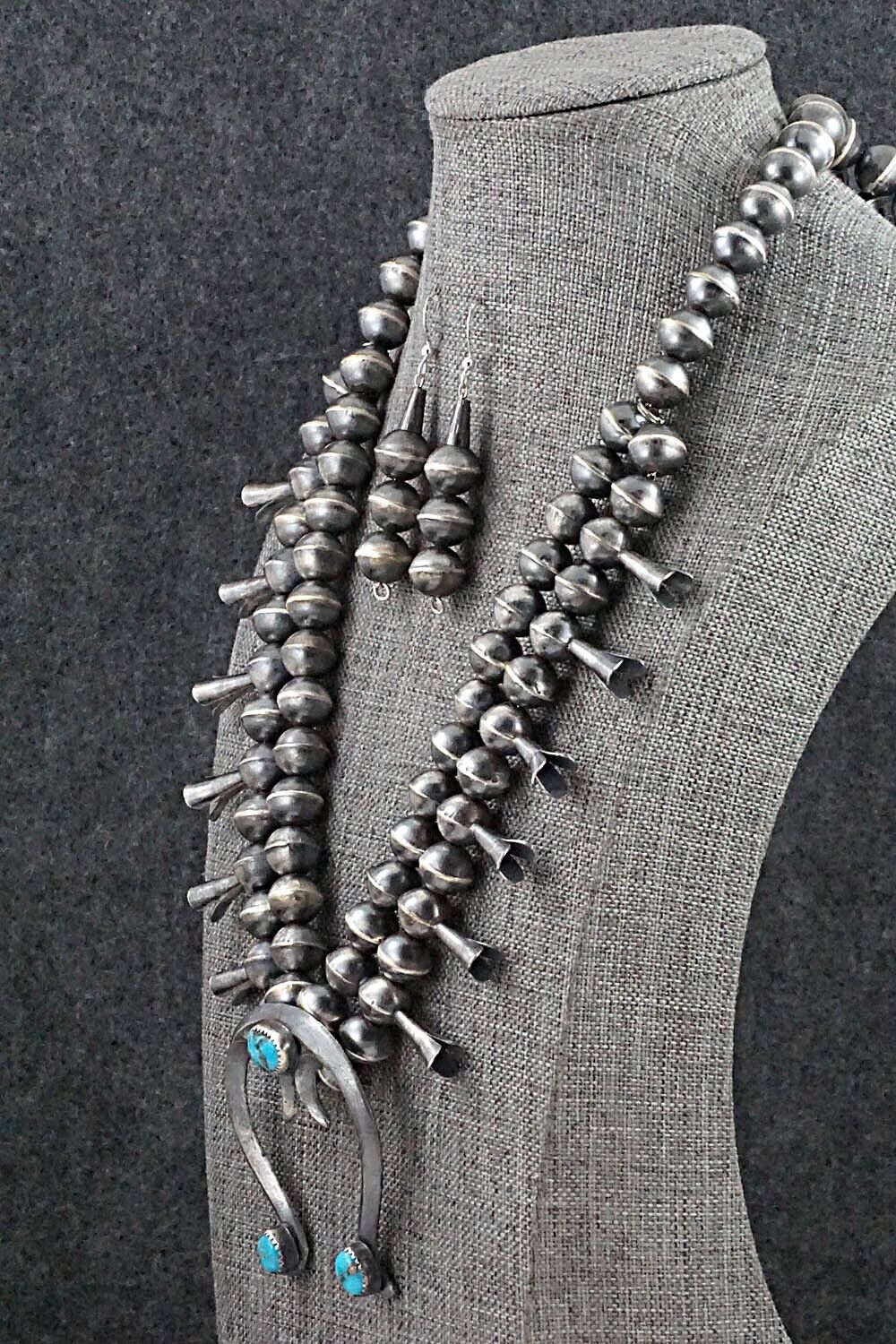 Turquoise & Sterling Silver Squash Blossom Set - Gilbert Martin