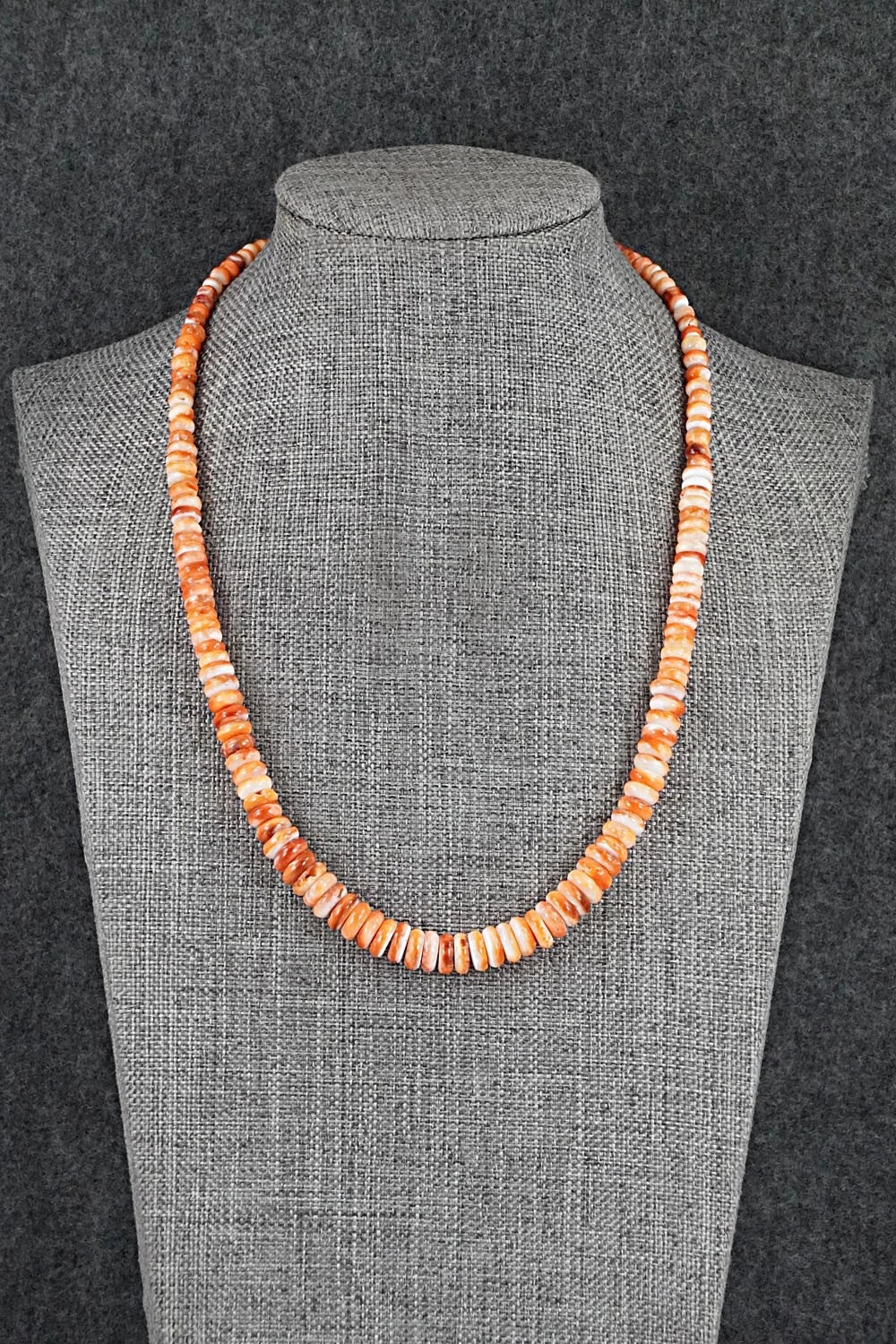 Spiny Oyster & Sterling Silver Necklace 17" - Doreen Jake