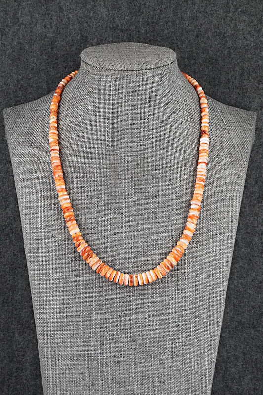 Spiny Oyster & Sterling Silver Necklace 17" - Doreen Jake