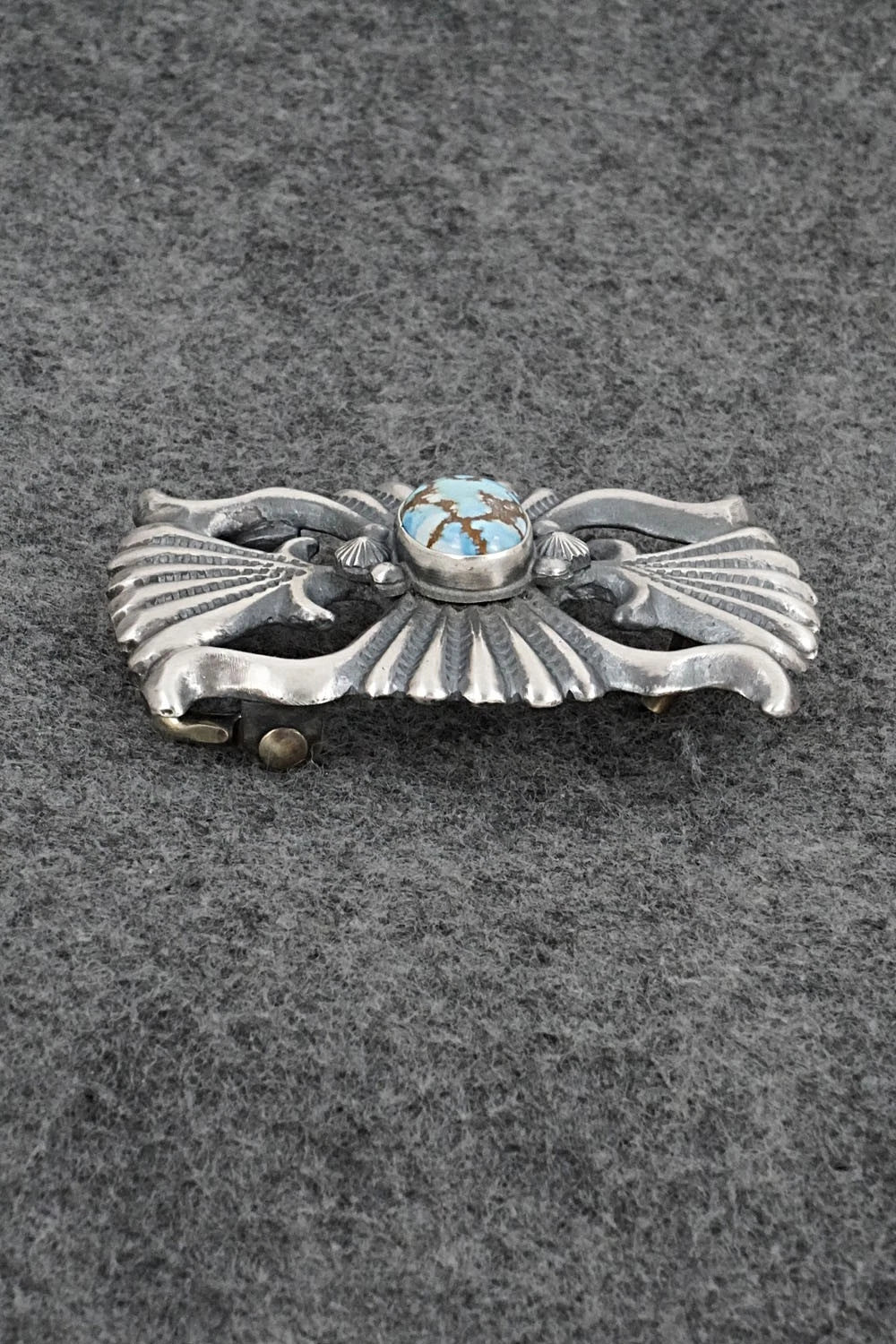 Turquoise & Sterling Silver Belt Buckle - Harrison Bitsue