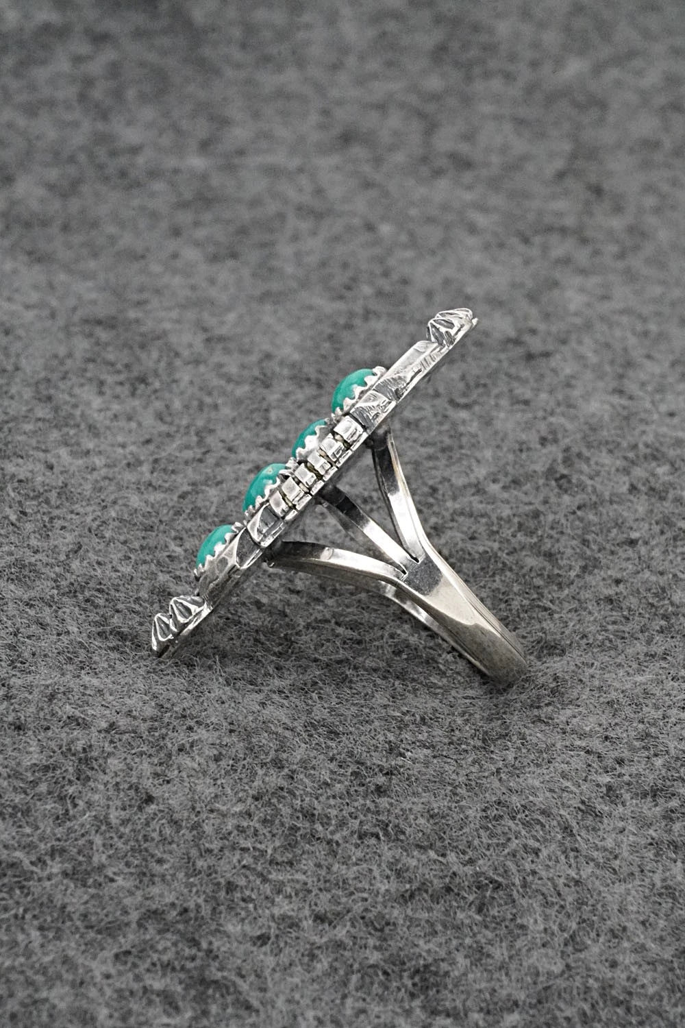 Turquoise & Sterling Silver Ring - Kenny Lonjose - Size 8.5