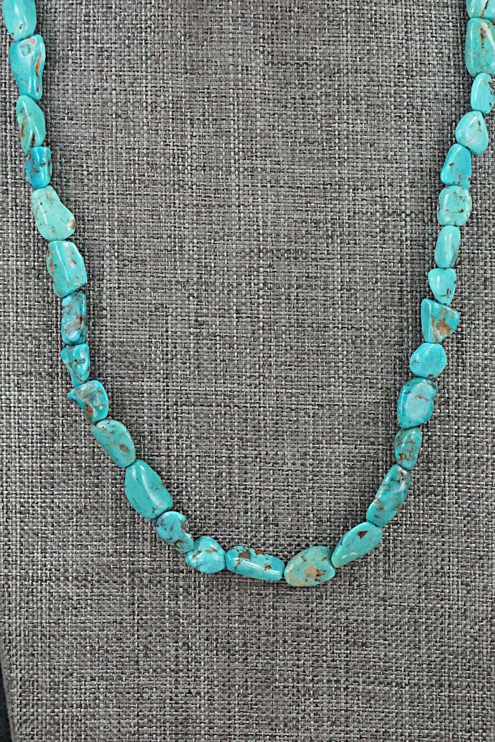 Turquoise & Sterling Silver Necklace 49" - Doreen Jake