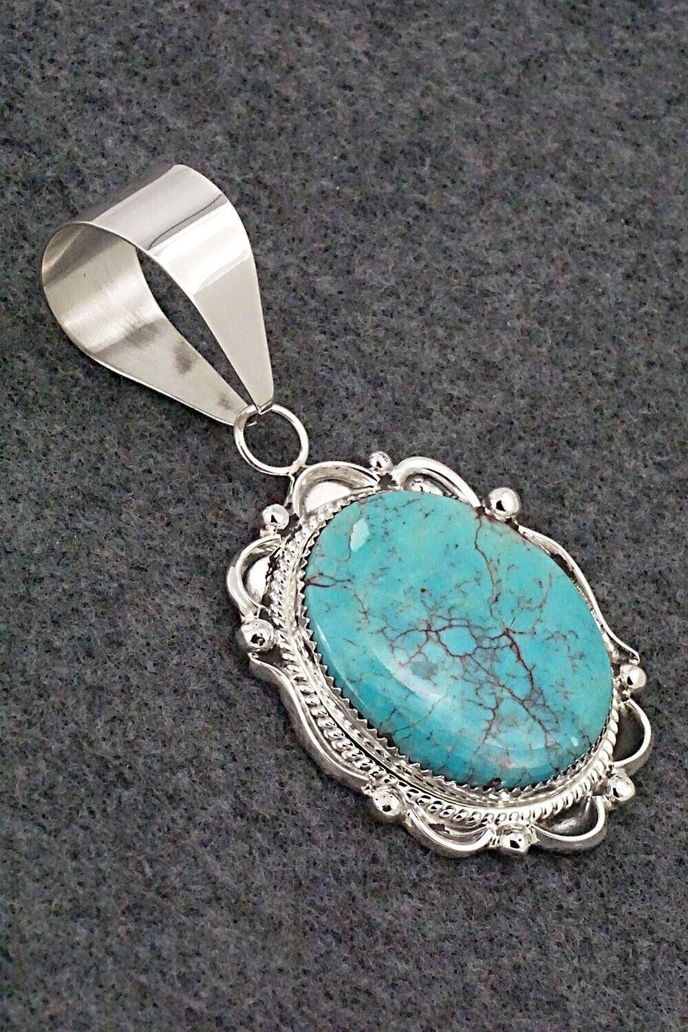 Turquoise and Sterling Silver Pendant - Leslie Nez