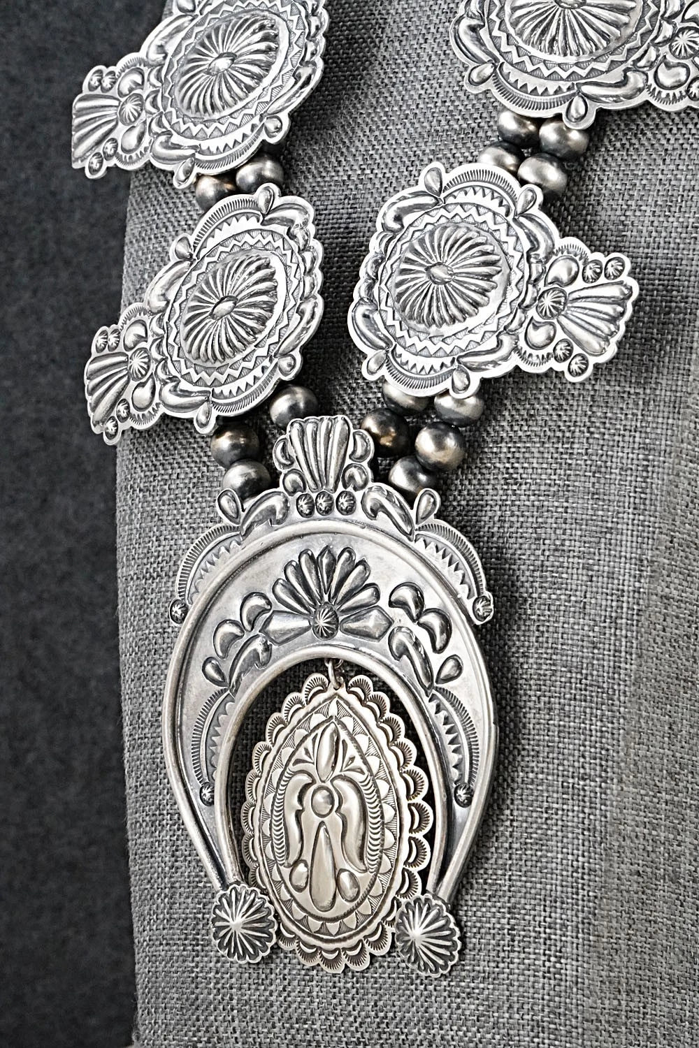 Sterling Silver Squash Blossom Necklace - Terry Charlie