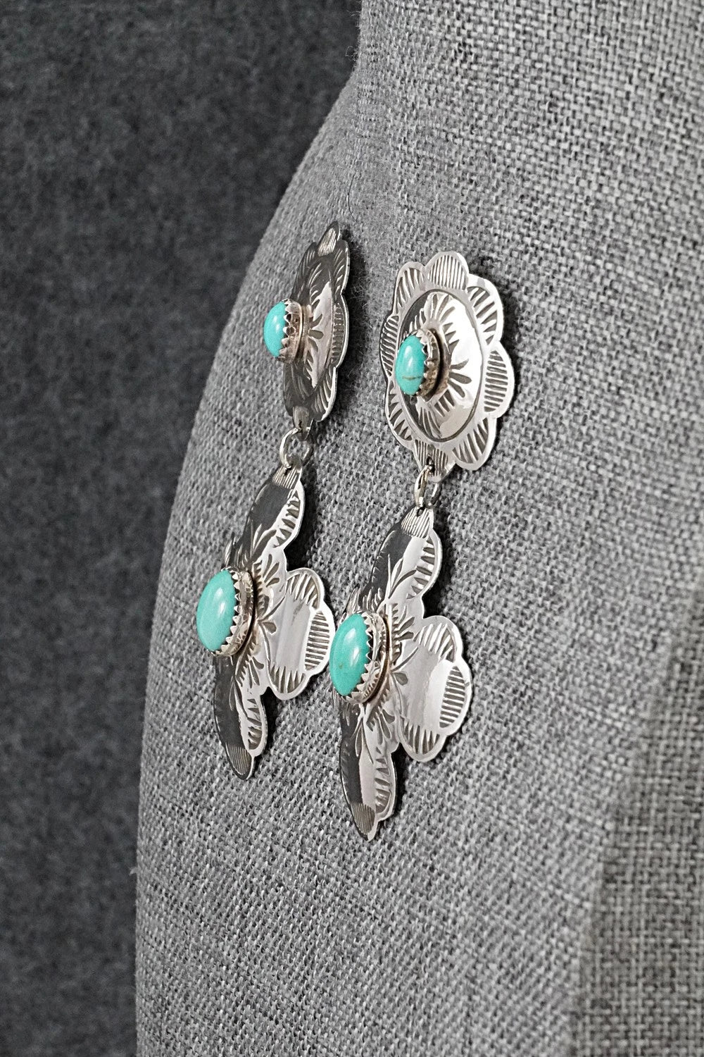 Turquoise and Sterling Silver Earrings - Bertha Begay