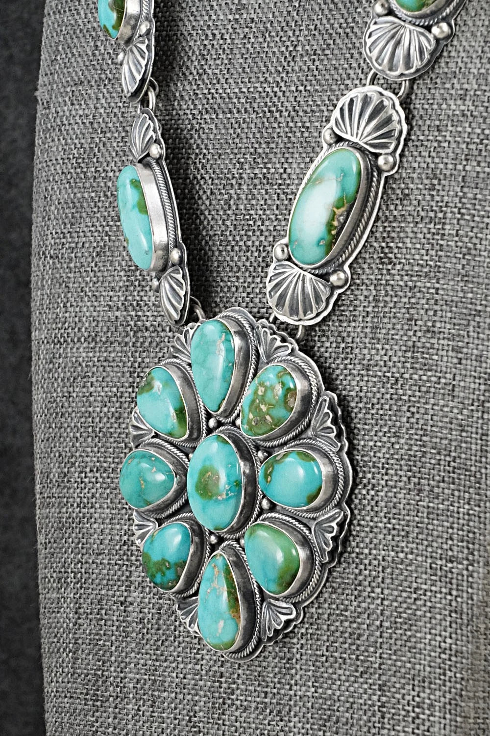 Turquoise & Sterling Silver Necklace and Earrings Set - Randy Boyd