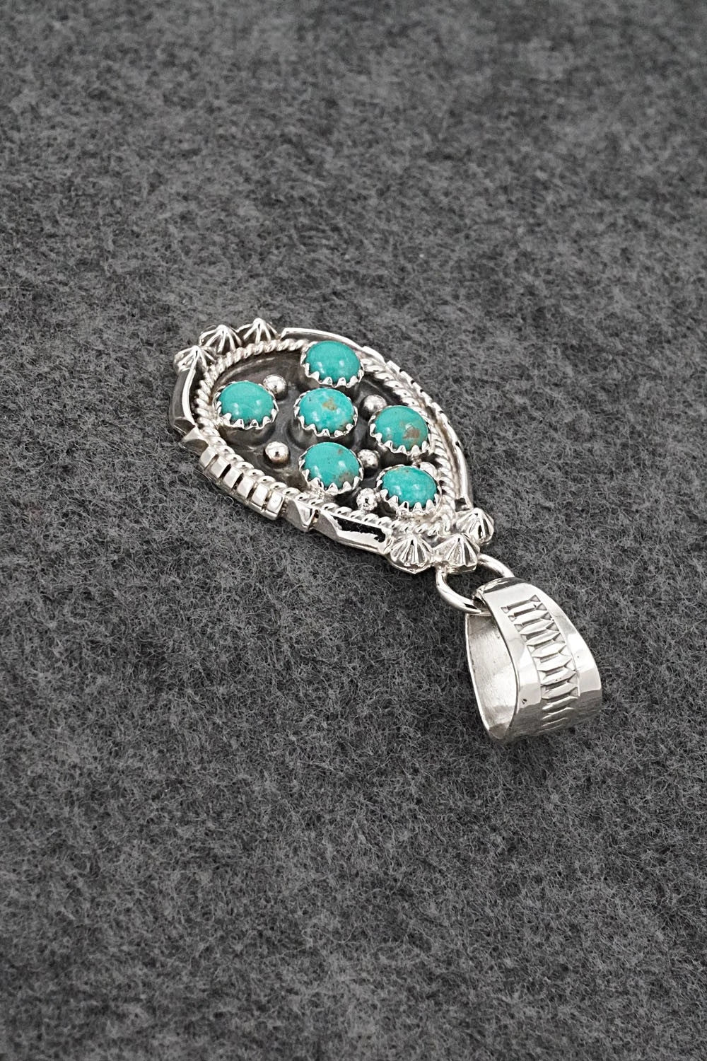 Turquoise & Sterling Silver Pendant - Kenny Lonjose