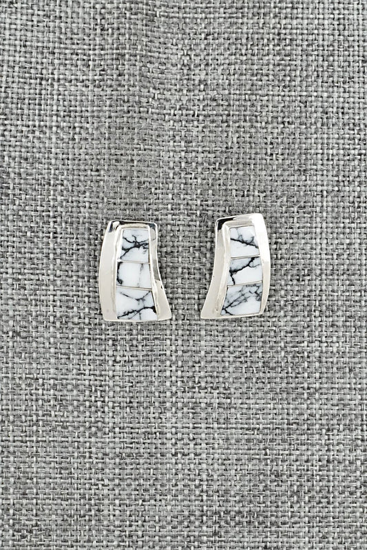 White Buffalo & Sterling Silver Earrings - Nathaniel Johnson