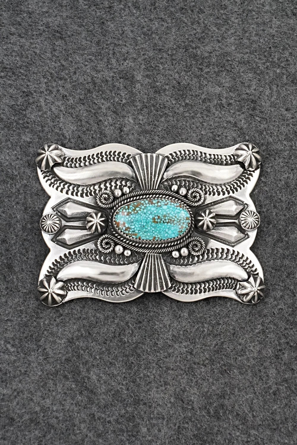 Turquoise & Sterling Silver Belt Buckle - Delbert Gordon