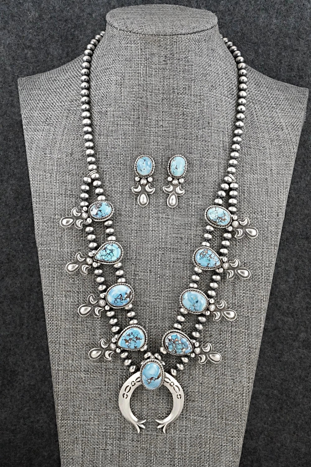 Turquoise & Sterling Silver Squash Blossom Set - Matthew Gordon