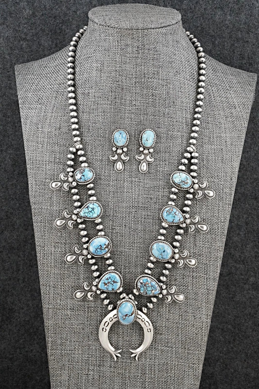 Turquoise & Sterling Silver Squash Blossom Set - Matthew Gordon