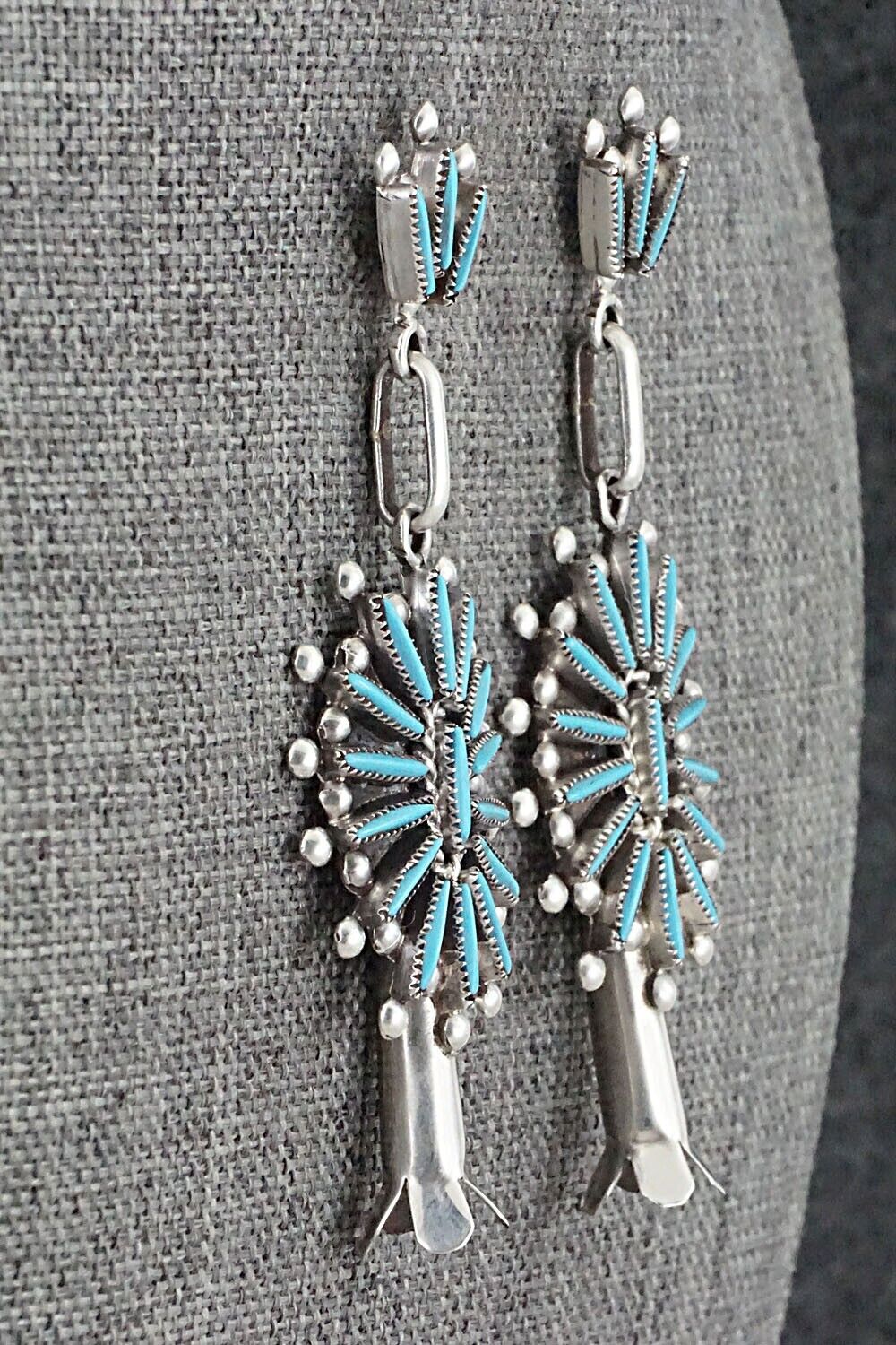Turquoise & Sterling Silver Earrings - Lance & Cordelia Waatsa