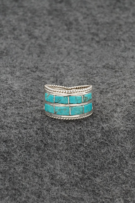 Turquoise & Sterling Silver Ring - Bruce Johnson - Size 6.5